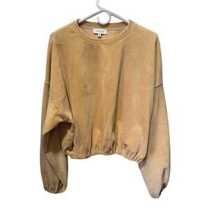 Gilli Corduroy Balloon Sleeve Cropped Crewneck Top Size M